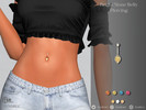 Sims 4 — Bright Stone Belly Piercing by LVNDRCC — Marquise cut stone in lively, bright summer shades inset in a barbell