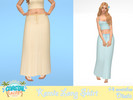 Sims 4 — Kemie Long Skirt by Dissia — Mid waist long pastel tied light skirt