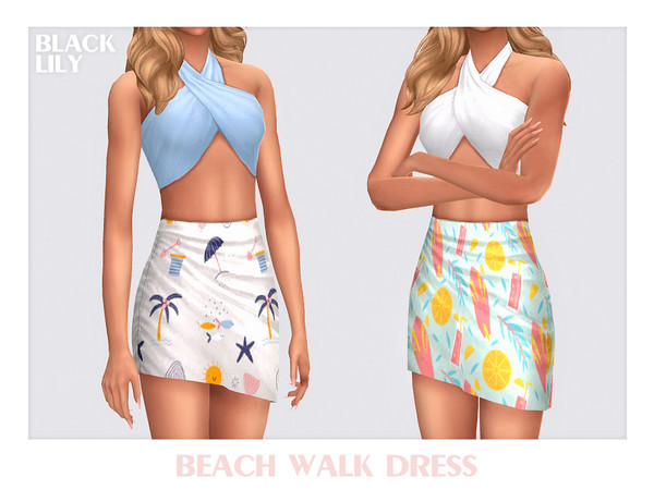 Sims 4 — Beach Walk Dress by Black_Lily — YA, A, Teen