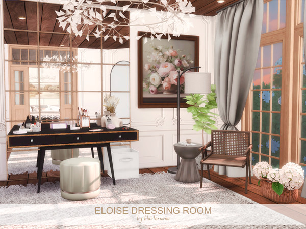 Sims 4 — Eloise Dressing Room by BlusterSims — The Eloise Dressing Room is a bright and elegant space featuring warm wood