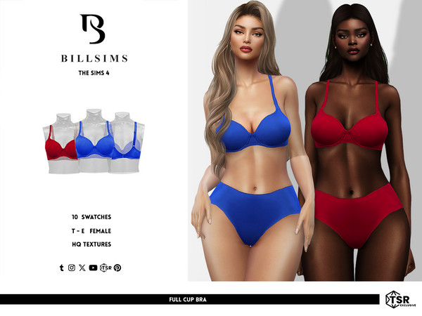 Sims 4 — Full Cup Bra by Bill_Sims — This set includes a full cap bra and a pair of seamless briefs! - Female,