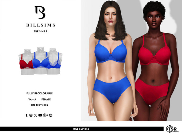 Sims 3 — Full Cup Bra by Bill_Sims — This bra features a soft material with sculpting full cups! - HQ Textures. - Female,