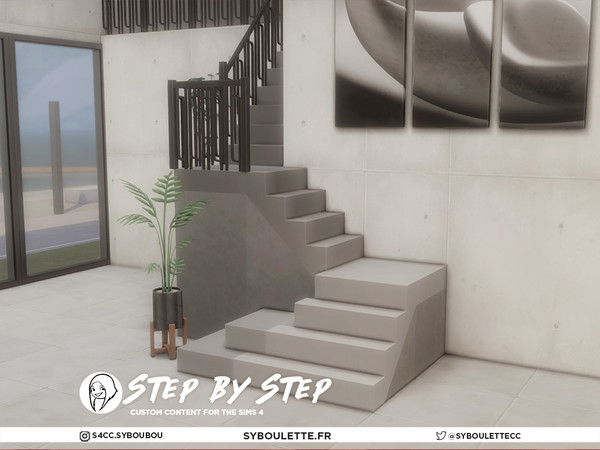 Sims 4 — Concrete Railing by Syboubou — The Royalty and Legacy DLC brought a fun new flared style to stairs, so I wanted