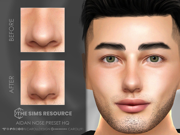 Sims 4 — Aidan Nose Preset HQ by Caroll912 — A small-sized nose preset for male Sims. Preset is suited for Teen - Elders