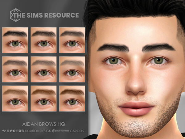 Sims 4 — Aidan Brows HQ by Caroll912 — A 9-swatch soft, bushy eyebrows in different tones of black, brown, blonde and