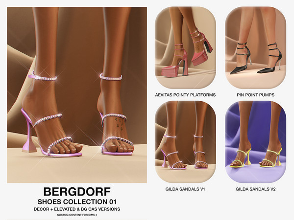 Sims 4 — Bergdorf - Gilda Sandals V1 (Elevated) by VentaStudio — 30 Swatches