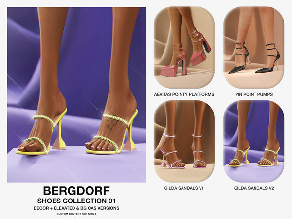 Sims 4 — Bergdorf - Gilda Sandals V2 (Elevated) by VentaStudio — 30 Swatches