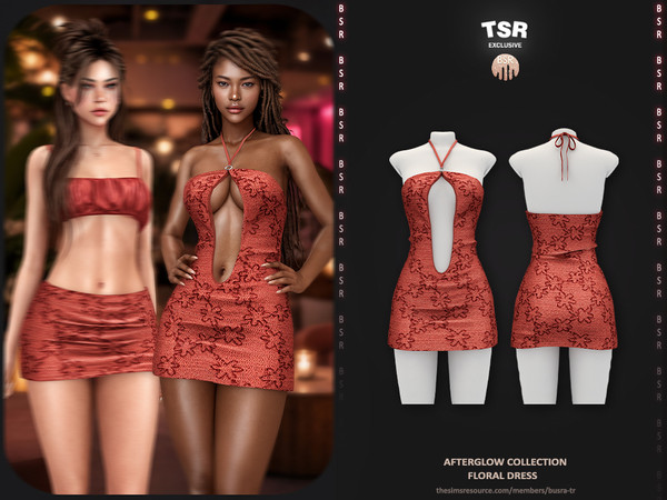 Sims 4 — Afterglow Collection - 1 Floral Dress BD1682 by busra-tr — - BD1682