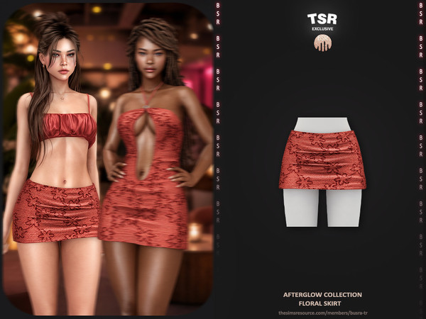 Sims 4 — Afterglow Collection - 2 Floral Skirt BD1682 by busra-tr — - BD1682