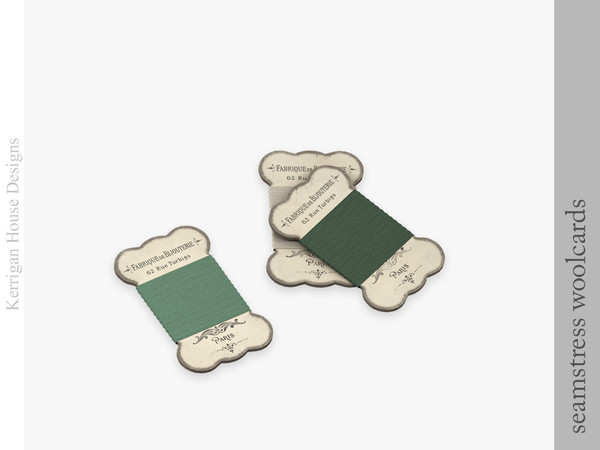Sims 4 — Seamstress Wool Cards by kerriganhouse — Decorative objects for a seamstress or sewing hobbyist, with a vintage