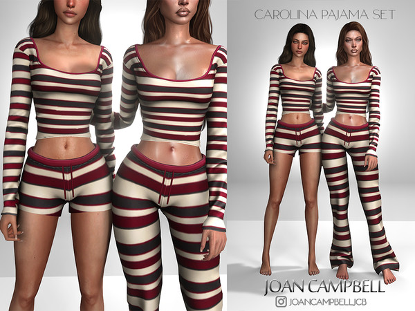 Sims 4 — CAROLINA PAJAMA SET by Joan_Campbell_Beauty_ — INCLUDES: SHORTS (4 swatches)