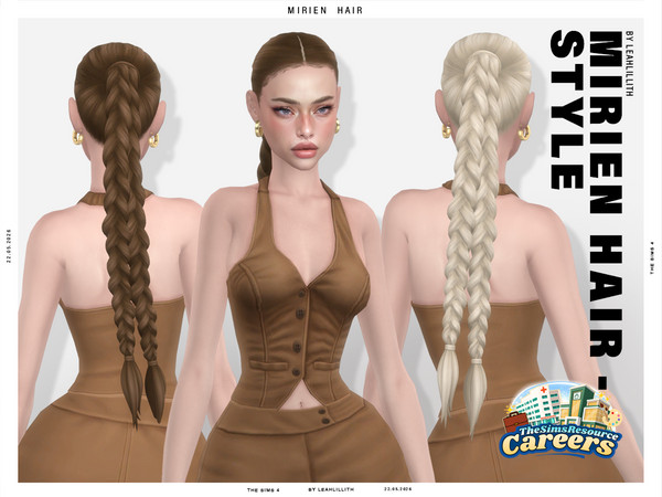 Sims 4 — Careers Collection Mirien Double Braid Hairstyle by Leah_Lillith — All LODs, Smooth bones, Custom CAS thumbnail,