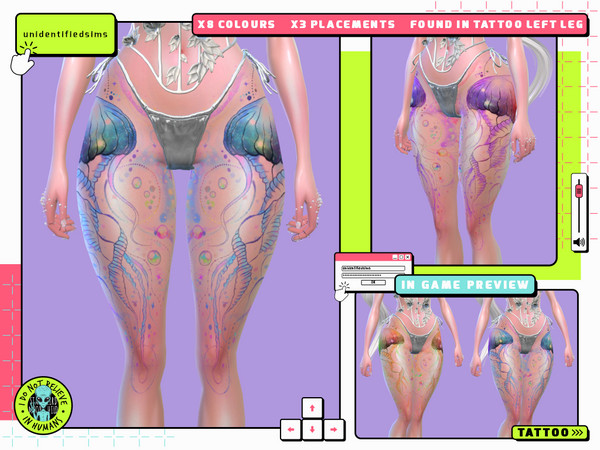 Sims 4 — Unidentifiedsims Calissa V3 Tattoo by unidentifiedsims — 8 Colours