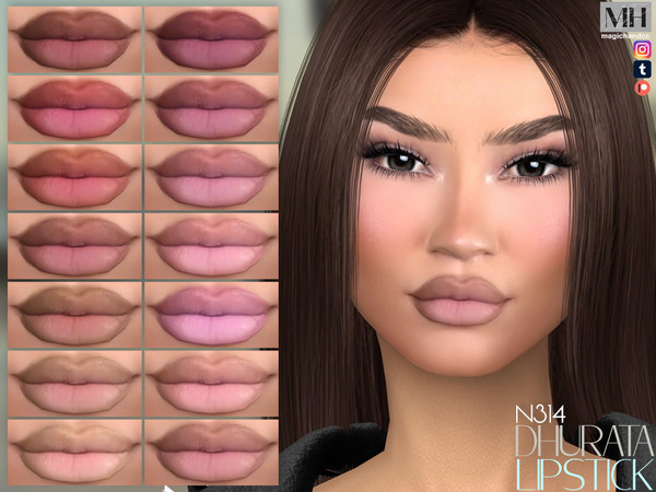 Sims 4 — Dhurata Lipstick by MagicHand — Plump matte lips in 18 colors - HQ Compatible.
