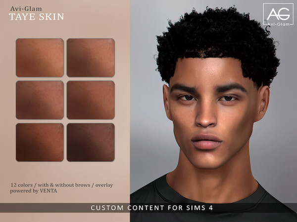 Sims 4 — Avi-Glam - Taye Skin by VentaStudio — 12 Swatches