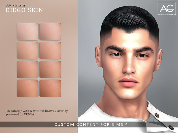 Sims 4 — Avi - Glam Diego Skin by VentaStudio — 16 Swatches