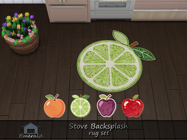 Sims 4 — Stove Backsplash rug set by Emerald — These stove backsplash are durable and luxurious options that provide rich