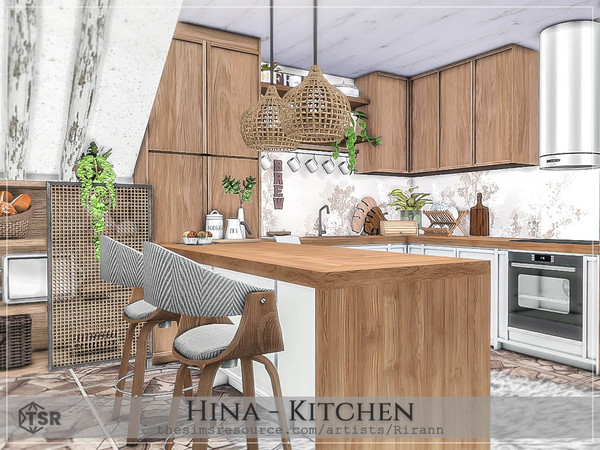 Sims 4 — Hina - Kitchen by Rirann — Hina is a cozy kitchen in white, beige, and brown colors