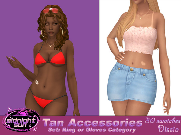 Sims 4 — Tan Accessories (Ring) by Dissia — An accessory to add a cute shape to your tan lines. There are heart, flower,