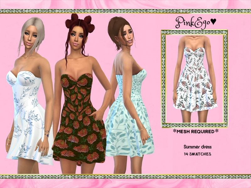 Sims 4 spring clothing CC Summer dress - Floral Collection by PinkEgo2