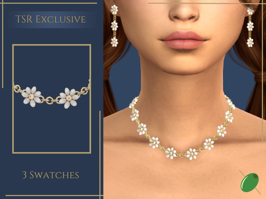 The Sims Resource | Pearl Daisy Chain Necklace