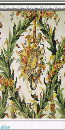 Sims 2 — Fontainebleau Collection - Wall by Ravensonng — Maxis wall mouldings with wallpaper inspired by Empress