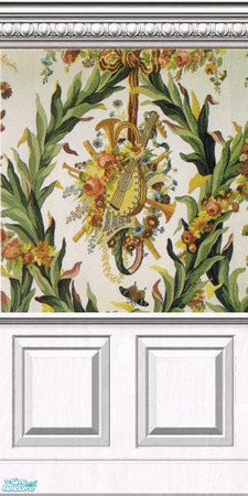 Sims 2 — Fontainebleau Collection - Wall Panel by Ravensonng — Maxis wall panel with wallpaper inspired by Empress