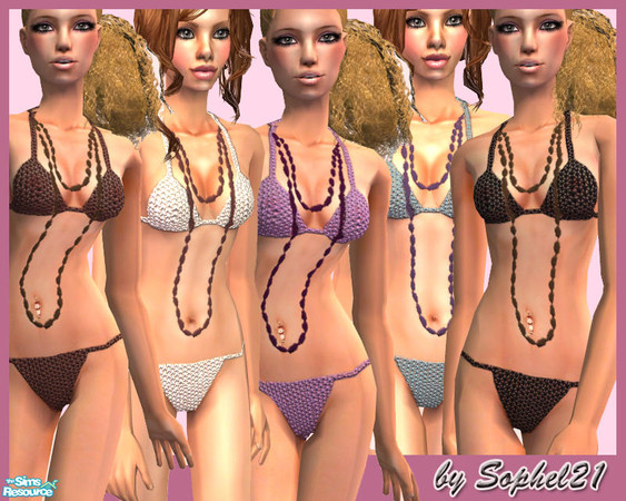 Sims 2 — SO_TeenCollection_008 by Sophel21 — set of 6 crochet bikinis with necklace for hot summer days ;) (hair from