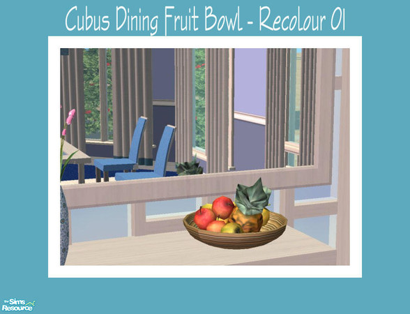 Sims 2 — Cubus Dining Fruit Bowl - Recolour 01 by Shakeshaft — Part of a White and Blue recolour of my Cubus Dining Set,