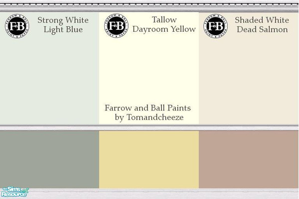 Sims 2 — Farrow and Ball  Two Tone Paints  by tomandcheeze — Set of three two tone walls using Farrow and Ball paints. by