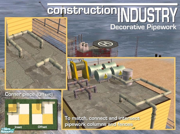 Sims 2 — Horizontal Offset-Bend Pipe by Cyclonesue — This mesh takes additional recolours from the 'straight' mesh in the