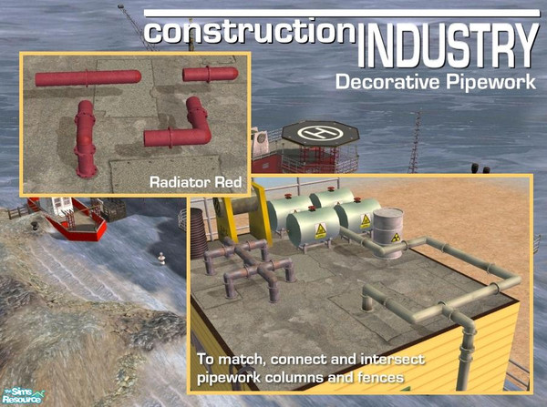 Sims 2 — Pipe Recolour - Radiator Red by Cyclonesue — A recolour for all pipe pieces in this set. Make sure you GET THE