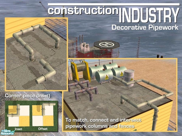 Sims 2 — Horizontal Inset-Bend Pipe (Mesh) by Cyclonesue — This mesh takes additional recolours from the 'straight' mesh