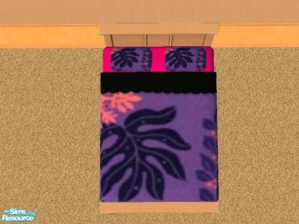 Sims 2 — Tropical Hibiscus Bedspread by SimMonte — Tropical Hibiscus bedspread to match the curtain for your beach houses