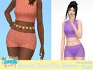 Sims 4 — Summer Beach Run Bottom by Dissia — Floral pattern shorts in covering or transparent version with panties under