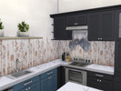 Sims 4 — Floral Backsplash Walls by lavilikesims — A set of 3 walls with floral tiles and on plain, perfect for behind a