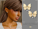 Sims 4 — PATREON - Gold Butterfly Double Wing Earring by Glitterberryfly — A gold double wing butterfly earring