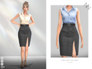 Sims 4 — LONG SHIRT AND SKIRT by ZNsims — shirt, mid-length skirt, sleeveless, belt, casual