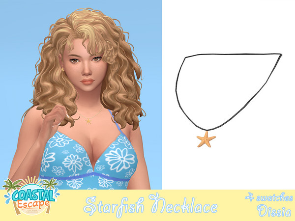 Sims 4 — Starfish Necklace by Dissia — Necklace with a star shape pendant