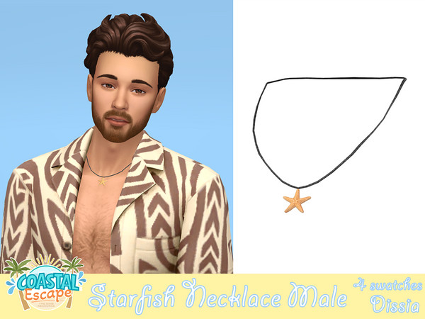 Sims 4 — Starfish Necklace Male by Dissia — Necklace with a star shape pendant