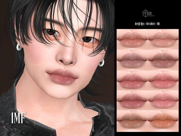 Sims 4 — IMF Kenji Lips by IzzieMcFire — Kenji Lips contains 10 colors in hq texture. Standalone item with thumbnail.