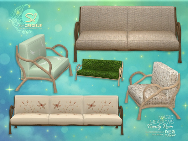 Sims 4 — Magic Meadows TV Room Sofa by SIMcredible! — The Magic Meadows Collection is still growing. Now featuring the