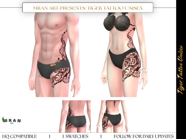 Sims 4 — Tiger Tattoo Unisex by MRAN_Art — Tiger Tattoo Unisex