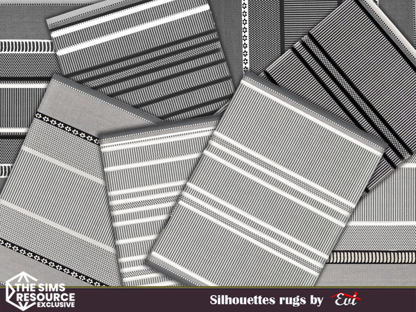 Sims 4 — Silhouettes by evi — Eight black and white rugs for almost every room.