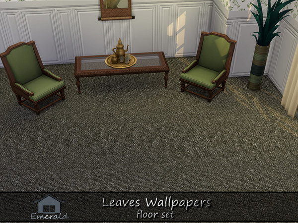 Sims 4 — Leaves Wallpapers floor1 by Emerald — Evokes a grounding connection to the outdoor, promoting calm and