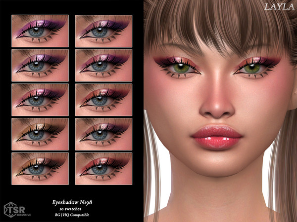 Sims 4 — Layla - Ava Eyeshadow by Layla — Female eyeshadow n198 Previews and swatches made in CAS using HQ Mod HQ - BG