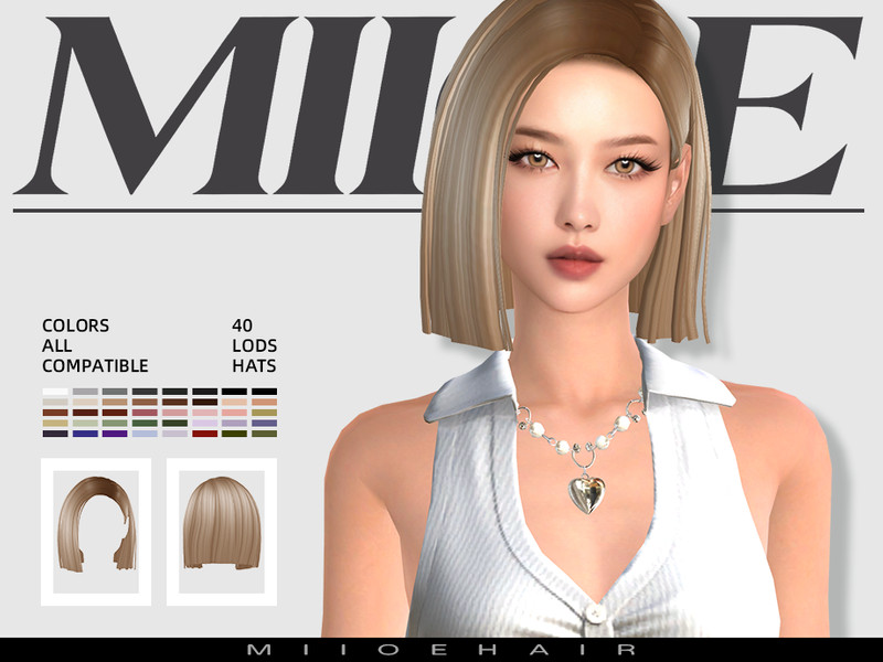 Sims 4 short and bob hairstyle CC MIIOE-Short hair by MIIOE
