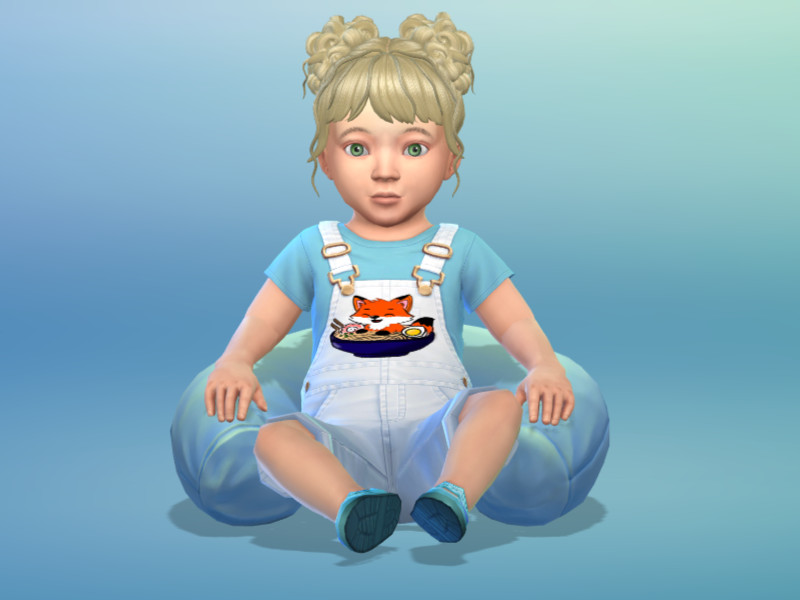 Sims 4 CC Ramen Fox Infant Overalls base game compatible by WriterVengeance