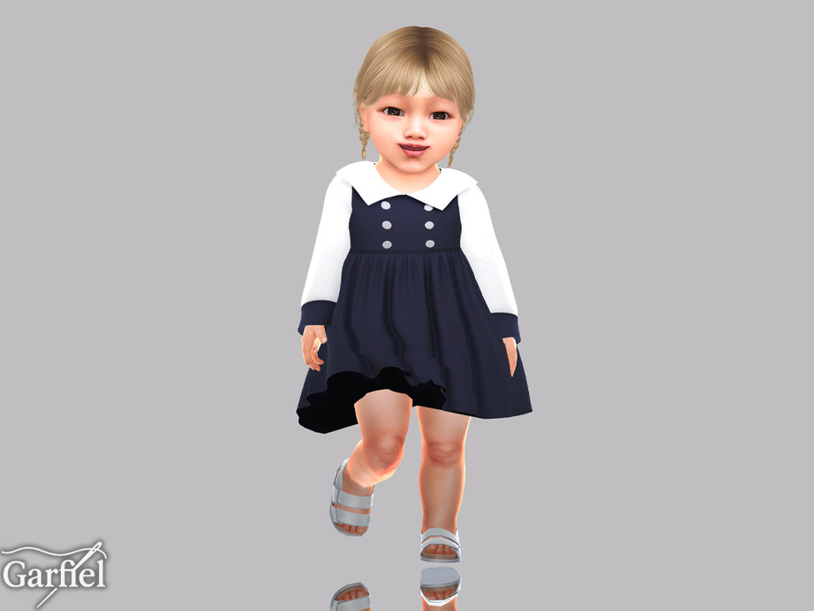 The Sims Resource | Infant - Sweet collared dress with gentle vintage charm