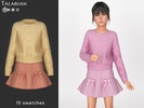 Sims 4 — Sutton Button Detail Sweater with Plaid Skirt Outfit CHILD by talarian — Outfit featuring a sweater with